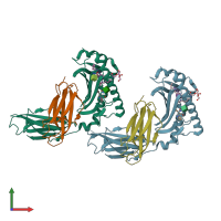 PDB entry 1z5l coloured by chain, front view.