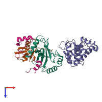 PDB entry 1z5s coloured by chain, top view.