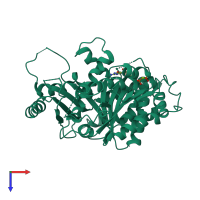 PDB entry 1z5v coloured by chain, top view.