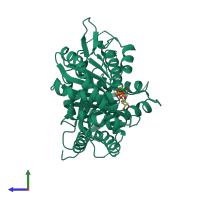 PDB entry 1z5w coloured by chain, side view.