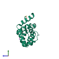 PDB entry 1z67 coloured by chain, side view.
