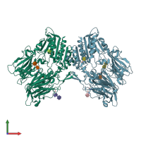 PDB entry 1z68 coloured by chain, front view.