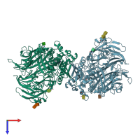 PDB entry 1z68 coloured by chain, top view.