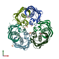 PDB entry 1z6b coloured by chain, front view.