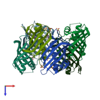 PDB entry 1z6b coloured by chain, top view.