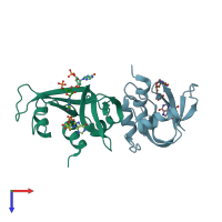 PDB entry 1z6d coloured by chain, top view.