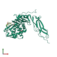 PDB entry 1z6f coloured by chain, front view.