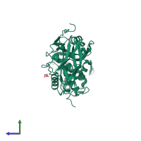 PDB entry 1z6f coloured by chain, side view.