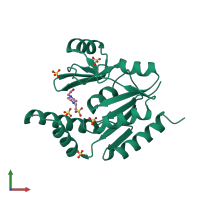 PDB entry 1z6g coloured by chain, front view.