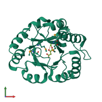 PDB entry 1z6k coloured by chain, front view.