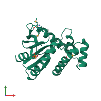 PDB entry 1z6m coloured by chain, front view.
