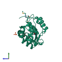 PDB entry 1z6m coloured by chain, side view.
