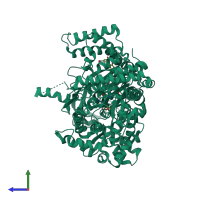 PDB entry 1z6p coloured by chain, side view.