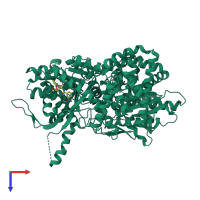 PDB entry 1z6q coloured by chain, top view.