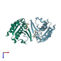 PDB entry 1z6x coloured by chain, top view.