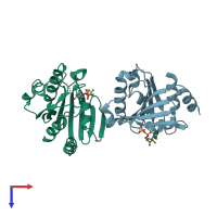 PDB entry 1z6y coloured by chain, top view.