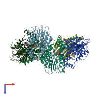 PDB entry 1z6z coloured by chain, top view.