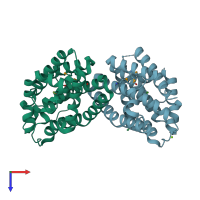 PDB entry 1z72 coloured by chain, top view.
