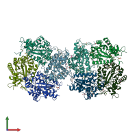 PDB entry 1z7a coloured by chain, front view.