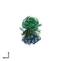 PDB entry 1z7a coloured by chain, side view.