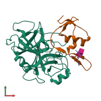 PDB entry 1z7k coloured by chain, front view.