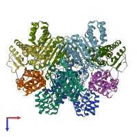 PDB entry 1z7m coloured by chain, top view.