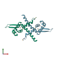 PDB entry 1z7u coloured by chain, front view.