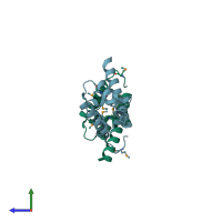 PDB entry 1z7u coloured by chain, side view.