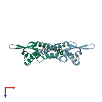 PDB entry 1z7u coloured by chain, top view.