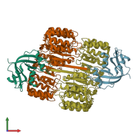 PDB entry 1z7x coloured by chain, front view.