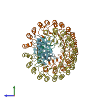 PDB entry 1z7x coloured by chain, side view.