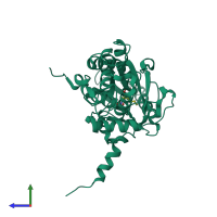 PDB entry 1z7y coloured by chain, side view.