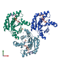 PDB entry 1z83 coloured by chain, front view.