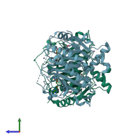 PDB entry 1z84 coloured by chain, side view.