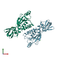 PDB entry 1z85 coloured by chain, front view.