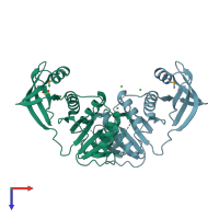 PDB entry 1z85 coloured by chain, top view.
