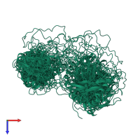 PDB entry 1z87 coloured by chain, ensemble of 15 models, top view.