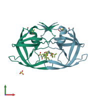 PDB entry 1z8c coloured by chain, front view.