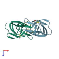 PDB entry 1z8c coloured by chain, top view.