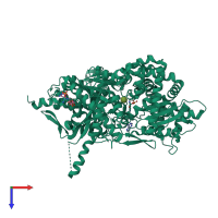 PDB entry 1z8d coloured by chain, top view.