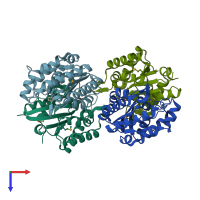 PDB entry 1z8h coloured by chain, top view.
