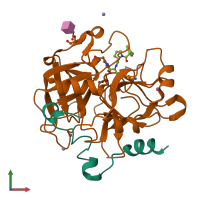 PDB entry 1z8i coloured by chain, front view.