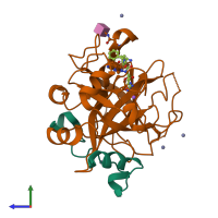 PDB entry 1z8i coloured by chain, side view.