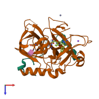 PDB entry 1z8j coloured by chain, top view.