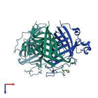 PDB entry 1z8k coloured by chain, top view.