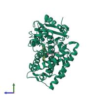 PDB entry 1z8o coloured by chain, side view.
