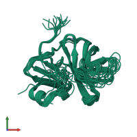 PDB entry 1z8r coloured by chain, ensemble of 17 models, front view.