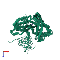 PDB entry 1z8r coloured by chain, ensemble of 17 models, top view.