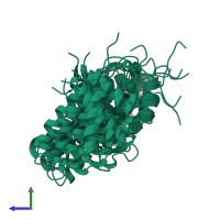 PDB entry 1z8s coloured by chain, ensemble of 10 models, side view.