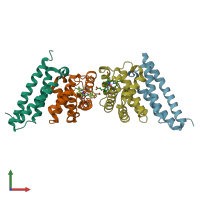 PDB entry 1z8u coloured by chain, front view.
